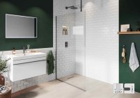 Abacus Elements 2000 x 1190mm Fixed Wetroom Screen (8mm) with Ceiling Support & Matt Grey Surface Channel