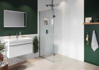 Abacus Elements 2000 x 900mm+350mm Pivot Screen (8mm) with Ceiling Support & Matt Grey Surface Channel