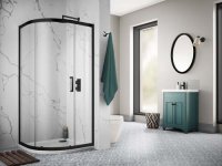 Sommer 8 Single Door Matt Black Quadrant Shower Enclosure 800 x 800mm