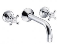 St James 3 Hole Wall Mounted Basin Mixer - Long Reach Spout