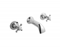 Bayswater White & Chrome Crosshead 3TH Basin Mixer with Dome Collar