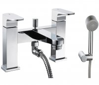 Just Taps Plus Base Lever Deck Mounted Bath Shower Mixer Tap with Kit - Chrome