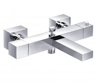 Just Taps Plus Athena Square Deck Mounted Thermostatic Bath Shower Mixer Tap - Chrome