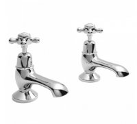 Bayswater White & Chrome Crosshead Bath Taps with Dome Collar