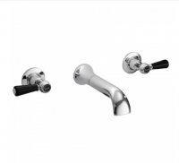 Bayswater Black & Chrome Lever 3TH Wall Bath Filler with Dome Collar