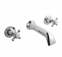 Bayswater White & Chrome Crosshead 3TH Wall Bath Filler with Dome Collar