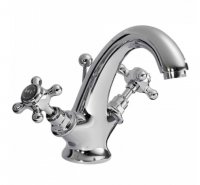 Bayswater Black & Chrome Crosshead Mono Basin Mixer with Hex Collar