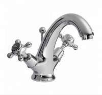 Bayswater Black & Chrome Crosshead Mono Basin Mixer with Dome Collar