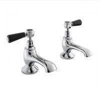 Bayswater Black & Chrome Lever Bath Taps with Hex Collar