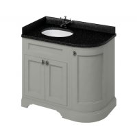 Burlington Bathrooms Dark Olive 100cm Curved Vanity Unit With Doors and Worktop