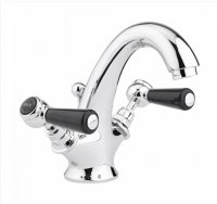 Bayswater Black & Chrome Lever Mono Basin Mixer with Hex Collar