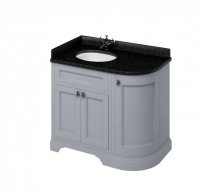 Burlington Bathrooms Grey 100cm Curved Vanity Unit With Doors and Worktop