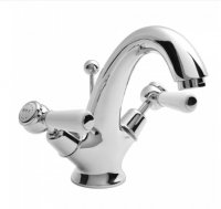 Bayswater White & Chrome Lever Mono Basin Mixer with Dome Collar