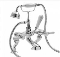 Bayswater White & Chrome Lever Deck Mounted Bath Shower Mixer with Dome Collar