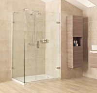 Roman Liberty 10mm Hinged Door with One In-Line Panel 1600 x 800mm (Corner Fitting)