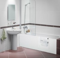 Abalone Reversed Walk-in Bath with Glass Door & Twin Waste