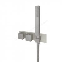 RAK Thermostatic 2 Outlet 2 Handle Greige Square Shower Valve Including Shower Kit