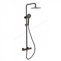RAK Compact Square Black Chrome Thermostatic Exposed Shower Column, Fixed head And Shower Kit