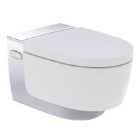 Geberit Aquaclean Mera Classic Rimless Wall Hung Shower Toilet in Gloss Chrome/White