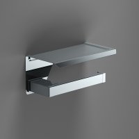 Origins Living S Cube Toilet Roll Holder with Shelf - Chrome