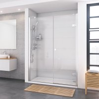 Roman Decem x 1500 x 800mm Hinged Door with In-line Panel and Finger Pull Handle