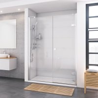 Roman Decem x 1700 x 800mm Hinged Door with In-line Panel and Finger Pull Handle