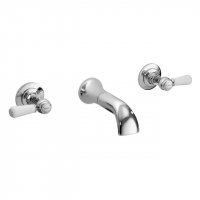 Bayswater White & Chrome Lever 3TH Basin Mixer with Hex Collar