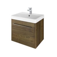 The White Space Americana Wall Hung Basin Vanity Unit - 580mm Wide Tobacco Oak