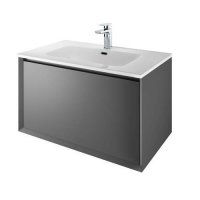 The White Space Distrikt Wall Hung Vanity Unit - 810mm Wide Matt Anthracite Grey