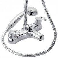 Francis Pegler Izzi Deck Mounted Bath Shower Mixer Tap with Shower Kit - Chrome