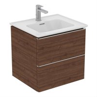 Ideal Standard Strada II 500mm 2 Drawer Wall Hung Dark Walnut Vanity Unit