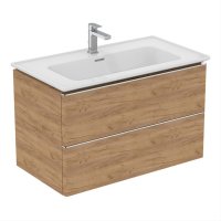 Ideal Standard Strada II 800mm 2 Drawer Wall Hung Gold Oak Vanity Unit