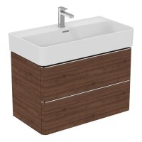 Ideal Standard Strada II 800mm Wall Hung Dark Walnut Washbasin Unit with 2 Drawers