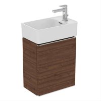 Ideal Standard Strada II 450mm Wall Hung Dark Walnut Right Hand Guest Washbasin Unit