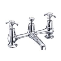 Burlington Anglesey Quarter Turn H Type Basin Mixer with Plug and Chain Waste - White