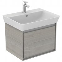 Ideal Standard Connect Air Cube Basin Unit for 600mm Basin (Light Grey Wood with Matt White Interior)