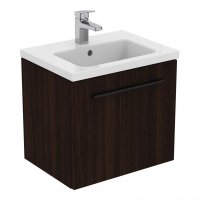 Ideal Standard i.life S Compact Wall Hung 50cm 1 Drawer Coffee Oak Vanity Unit