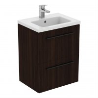 Ideal Standard i.life S Compact Wall Hung 50cm 2 Drawer Coffee Oak Vanity Unit
