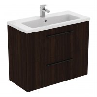 Ideal Standard i.life S Compact Wall Hung 80cm 2 Drawer Coffee Oak Vanity Unit