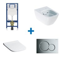 Geberit Wall-Hung 4-in-1 Sigma Frame, Flush Plate, Smyle Rimless Pan & Soft Close Seat Pack