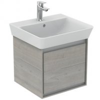 Ideal Standard Connect Air Cube 1 Drawer Vanity Unit for 500mm Basin (Light Grey Wood with Matt White Interior)