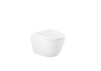 Roca Ona Compact Wall-Hung Rimless Toilet with Horizontal Outlet - White