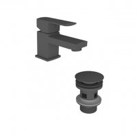 Essential Paron Mini Basin Mixer with Click Waste, Matt Black