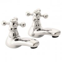 Essential Layo Basin Pillar Taps (Pair), Chrome.