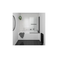 Essential Black 5mm Bath Screen with Handle