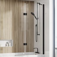 Roman Innov8 Outward Folding Bath Screen Right Hand - Black