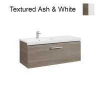 Roca Prisma Gloss White & Textured Ash 1100mm Basin & Unit with 1 Drawer - Left Hand