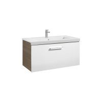 Roca Prisma Gloss White & Textured Ash 800mm Basin & Unit with 1 Drawer