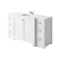 Harrogate Brunswick Arctic White 1500mm Vanity Unit with White Solid Surface Basin