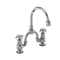 Burlington Anglesey Quarter Turn Bridge Basin Mixer with Curved Spout - White